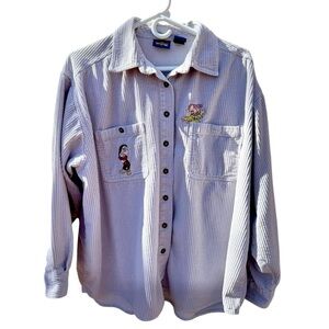 Women’s Gray, Long Sleeved Corduroy Disney Classics, The Seven Dwarfs Button Up